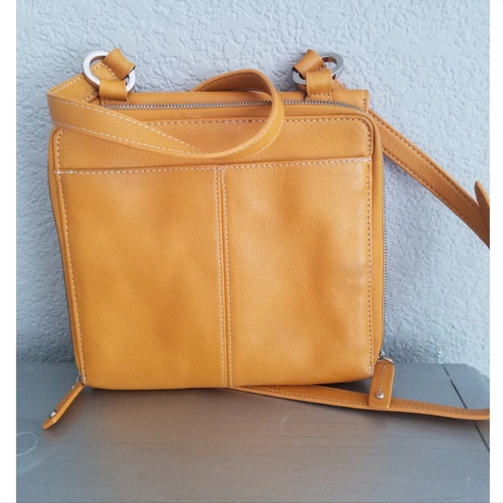TIGNANELLO VINTAGE LEATHER  SUNFLOWER CROSSBODY BAG WITH STITCHING